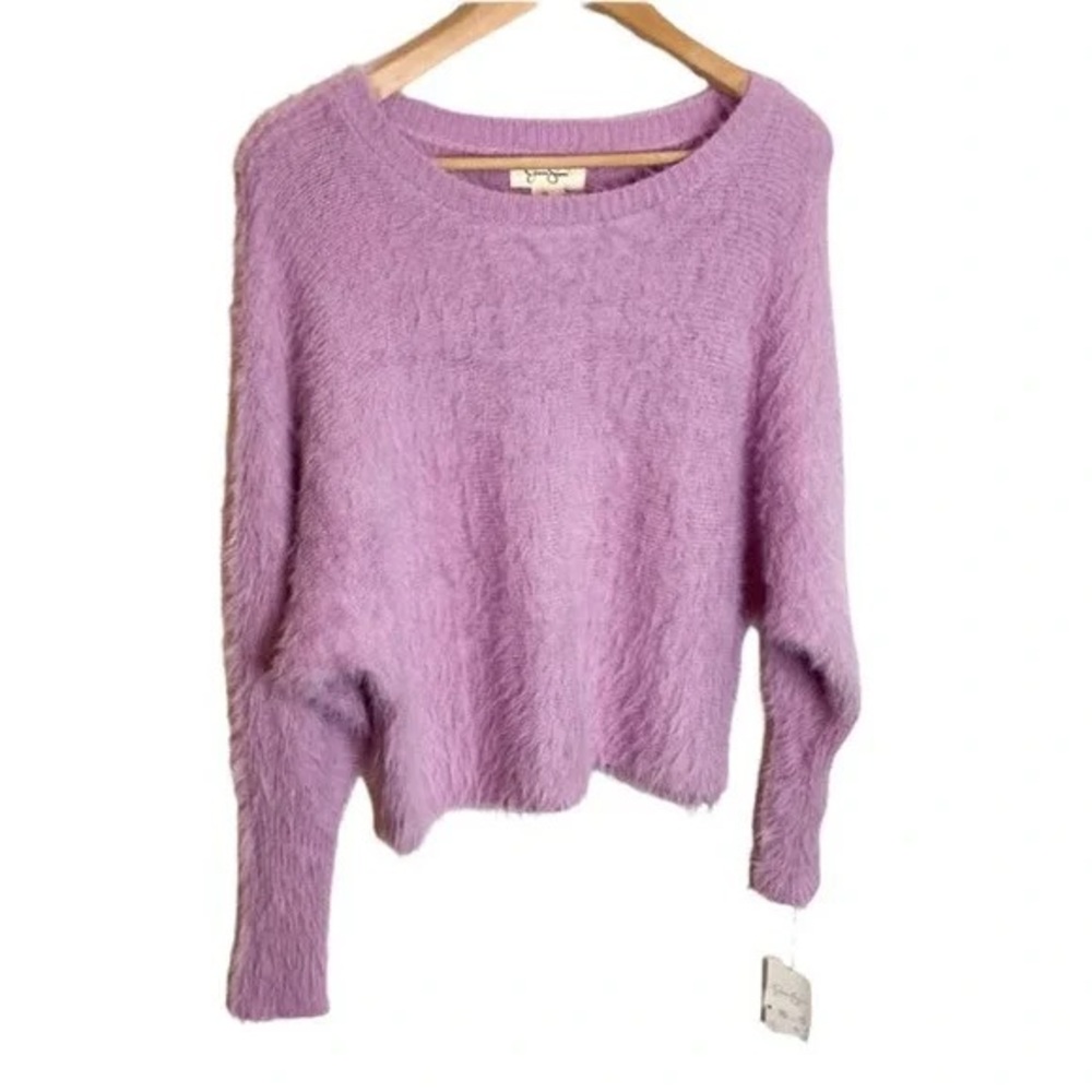 #2 NWT Jessica Simpson Lavender Eyelash Cropped Sweater LARGE - Picture 4 of 10